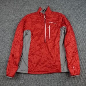 Big Agnes Dome Peak Jacket Mens Medium Red Gray 1/2 Zip Insulated PrimaLoft